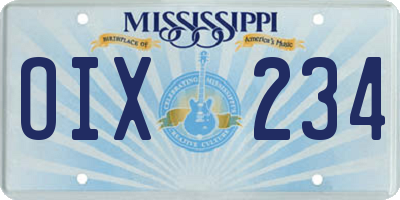 MS license plate OIX234