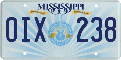 MS license plate OIX238