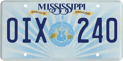 MS license plate OIX240