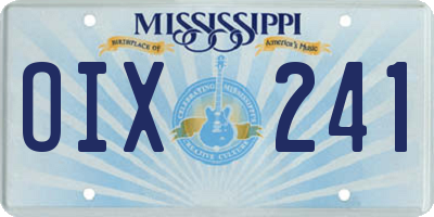 MS license plate OIX241