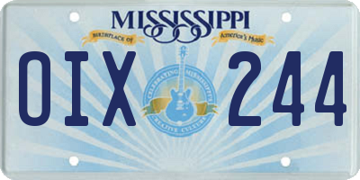MS license plate OIX244