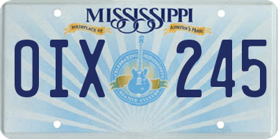 MS license plate OIX245