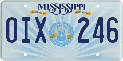 MS license plate OIX246