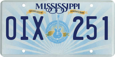 MS license plate OIX251