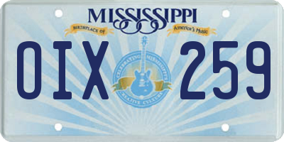 MS license plate OIX259
