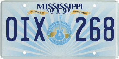 MS license plate OIX268