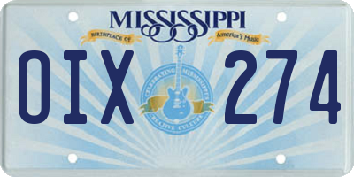 MS license plate OIX274