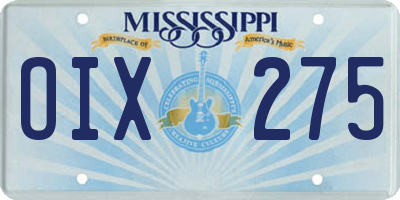 MS license plate OIX275
