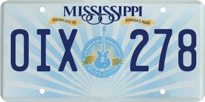 MS license plate OIX278