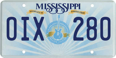 MS license plate OIX280