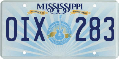 MS license plate OIX283