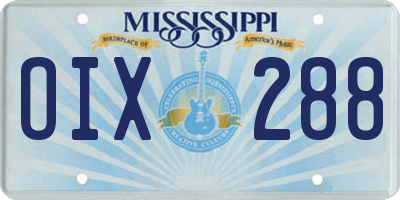 MS license plate OIX288