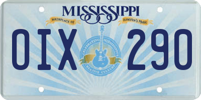 MS license plate OIX290