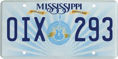 MS license plate OIX293