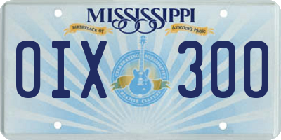 MS license plate OIX300