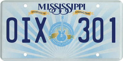 MS license plate OIX301