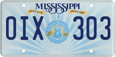 MS license plate OIX303