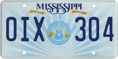 MS license plate OIX304