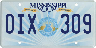 MS license plate OIX309