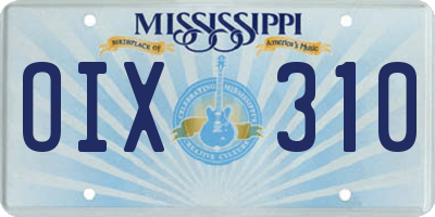 MS license plate OIX310