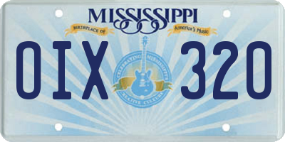 MS license plate OIX320