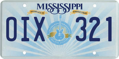 MS license plate OIX321