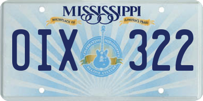 MS license plate OIX322