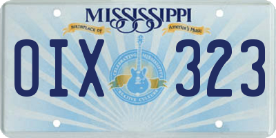 MS license plate OIX323