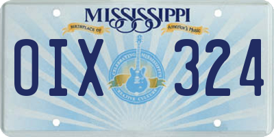 MS license plate OIX324