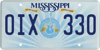 MS license plate OIX330