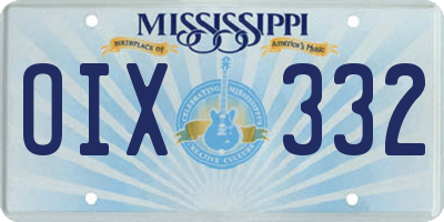 MS license plate OIX332