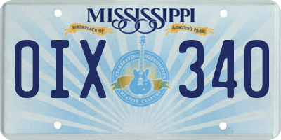 MS license plate OIX340