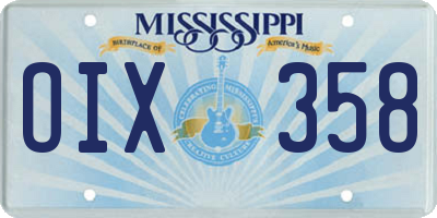 MS license plate OIX358