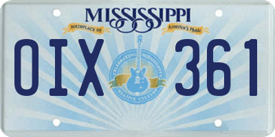 MS license plate OIX361
