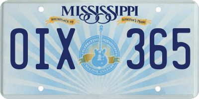 MS license plate OIX365