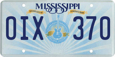 MS license plate OIX370