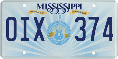 MS license plate OIX374