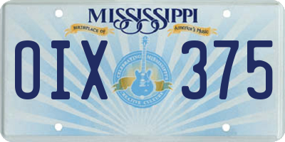 MS license plate OIX375