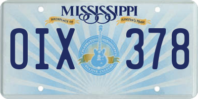 MS license plate OIX378