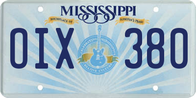 MS license plate OIX380