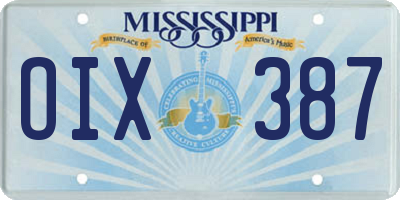 MS license plate OIX387