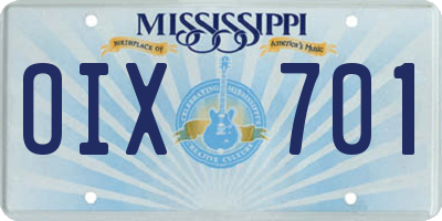 MS license plate OIX701