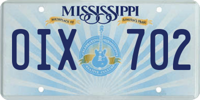 MS license plate OIX702
