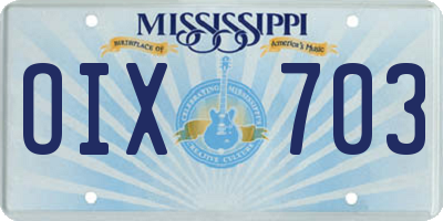 MS license plate OIX703