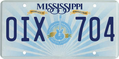 MS license plate OIX704