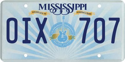 MS license plate OIX707