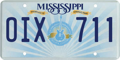 MS license plate OIX711