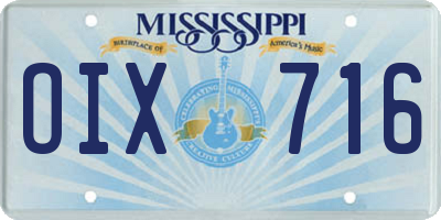 MS license plate OIX716