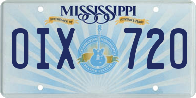 MS license plate OIX720