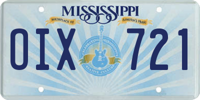 MS license plate OIX721
